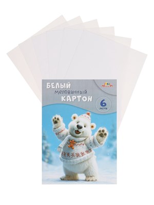 Картон белый А4, 6л «Забавный мишка», мелованный 128827