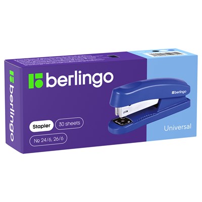 Степлер №24/6, Berlingo "Universal" до 30л, пластиковый корпус 28034