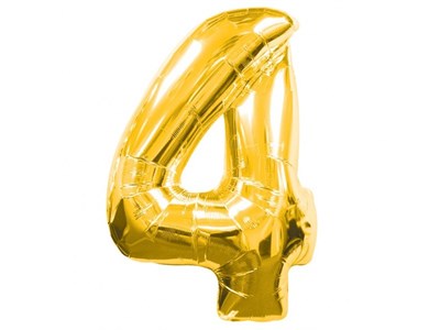 Шар фольгированный Цифра 4 32"(75см)  Цв.золото  102264