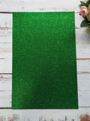 Фоамиран А4 глиттер 1,5мм зеленый - фото 4831