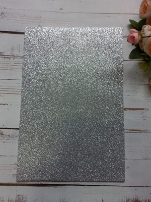 Фоамиран А4 глиттер 1,5мм серебро - фото 5002