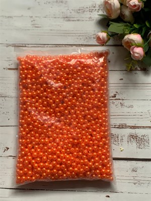 Бусины пластик под жемчуг 8мм уп. 400гр цвет оранжевый - фото 5090