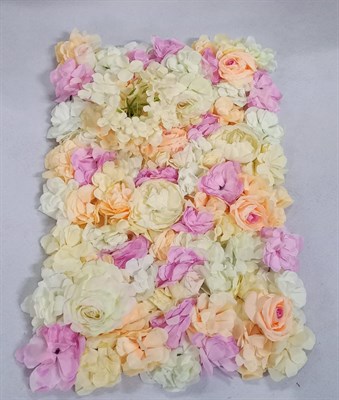 Газон-коврик Цветы искусственный ванильно-сиренево-персиковый 59*39см  - фото 5188