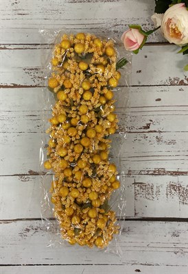 Бутоньерка, бусинки-тычинки темно-желтые уп.10шт - фото 5413