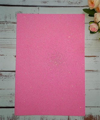 Фоамиран А4 глиттер 1,5мм розовый с зелёным напылением - фото 5479