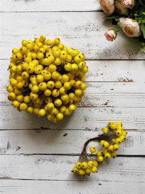 Декоративные ягоды в сахаре 11мм уп.10 пучков цв. жёлтый - фото 5567