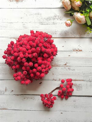 Декоративные ягоды в сахаре 11мм уп.10 пучков цв. т.розовый - фото 5574