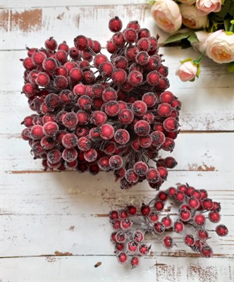 Декоративные ягоды в сахаре 11мм уп.10 пучков цв. бордо - фото 5575