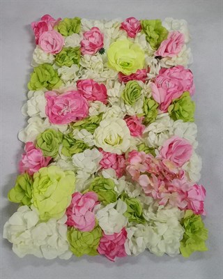 Газон-коврик Цветы искусственный ванильно-розово-салатовый 59*39см  - фото 5595