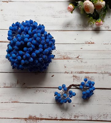 Декоративные ягоды в сахаре 11мм уп.10 пучков цв. синий - фото 5618