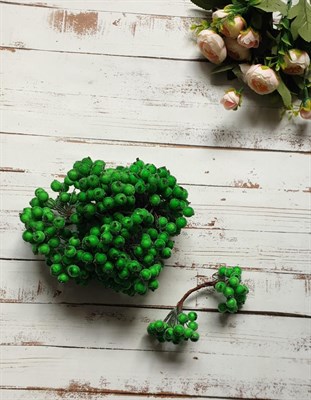 Декоративные ягоды в сахаре 11мм уп.10 пучков цв. зеленый  - фото 5653