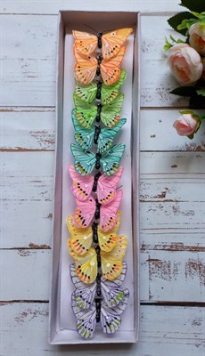 Бабочка на прищепке декор 2*5,5-6см цв. в ассорт - фото 5754