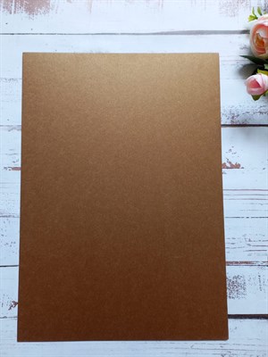 Кардсток жемчужный коричневый с золотым отливом базовый А4 1 лист  - фото 5820