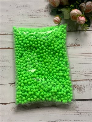 Бусины пластик 8мм 20гр пастель цвет яр. зеленый - фото 6855