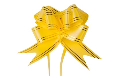 бант-бабочка 2,8*44см цвет желтый с золотыми полосками - фото 6894