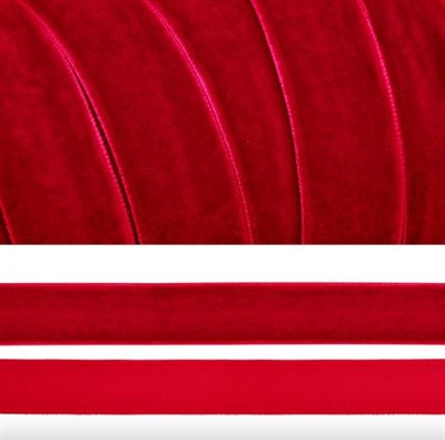 Лента бархатная"BLITZ" VR-12 12 мм №026 красный 1м - фото 6961