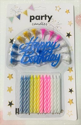 Н-р свечей в торт, 12 свечей, надпись Happy Birthday - фото 9850