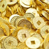 Монеты н-р Китай 28мм 5шт цв.золото