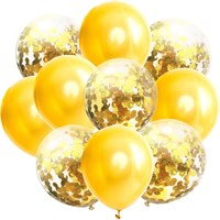 Н-р шариков микс с конфетти, с фольгированием, цвет золотой