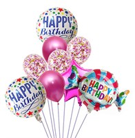Н-р воздушных шаров Happy Birthday, фольгированные, латексные, с конфетти, Конфета