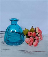 Сосуд стеклянный "цветок" Цв. голубой 10*11 см