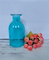 Сосуд стеклянный "вазочка" Цв. голубой 7*14 см