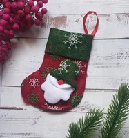 Декор рождественский фетровый носок "Санта Клаус, Снеговик" 9*15,5см