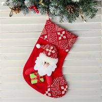Носок д/подарков "Подарочек" Дед Мороз, 18,5х26см, красный