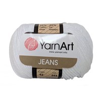 Пряжа YarnArt Jeans 55% хлопок/45% полиакрил 50гр № 62 белый