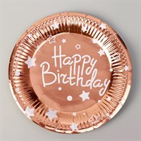 Н-р одноразовых тарелок 23см 10шт Happy birthday, цвет розовый