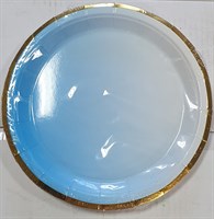 Н-р одноразовых тарелок 23см 10шт, цв голубой градиент с золотом, ассорти
