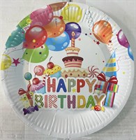 Тарелки бумажные Happy birhtday тортик и капкейки, 23см 10шт 