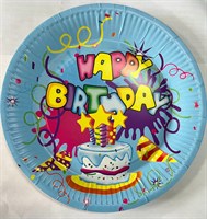 Тарелки бумажные Happy birhtday тортик, цв.голубой, 23см 10шт 
