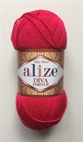 Пряжа Alize Diva stretch 8% эластик/92% микрофибра 100гр, цв.396 Мак