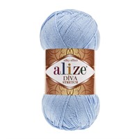 Пряжа Alize Diva stretch 8% эластик/92% микрофибра 100гр, цв.350 Нежно-голубой 