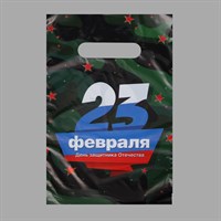 Пакет "23 февраля", полиэтиленовый с вырубной ручкой, 20*30см, 30мк