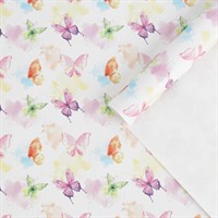 Бумага упаковочная глянцевая «Акварельные бабочки», 50×70см