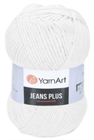 Пряжа YarnArt Jeans Plus 55% хлопок/45% полиакрил, 100гр, №01 Белый 