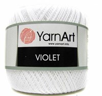 Пряжа YarnArt Violet 100% хлопок 50гр, Цв.1000 Отбелка