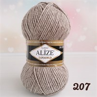 Пряжа Alize lanagold classic 51% акрил/49% шерсть 100гр №207 Св.коричневый меланж