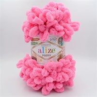 Пряжа Alize Puffy 100% Микрополиэстер 100гр №377, ярко-розовый