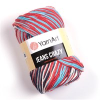 Пряжа YarnArt Jeans Crazy 55% хлопок/45% полиакрил, 50г/160м №7208 красный/голубой/белый