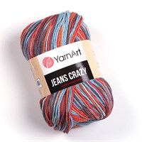 Пряжа YarnArt Jeans Crazy 55% хлопок/45% полиакрил, 50г/160м №8214 коричневый/голубой/красный