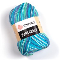 Пряжа YarnArt Jeans Crazy 55% хлопок/45% полиакрил, 50г/160м №7204 зеленый/голубой/бирюза