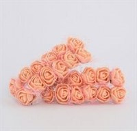 Розы 2,5см из фома с фатином, на стебельке 12шт, цв оранжевый
