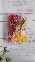 Сухоцветы д/творчества и декора "цветочки" персиковый/желтый/розовый