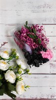 Сухоцветы д/творчества и декора "цветочки" темно-зеленый/розовый