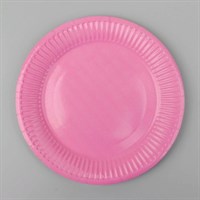 Набор одноразовых тарелок 18см 10шт, цв розовый 