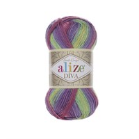 Пряжа Alize Diva Batik 100% микрофибра, 100г/350м №3241 зелен/фиолет/розовый