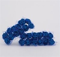 Розы 2,5см из фома с фатином, на стебельке 12шт, цв синий